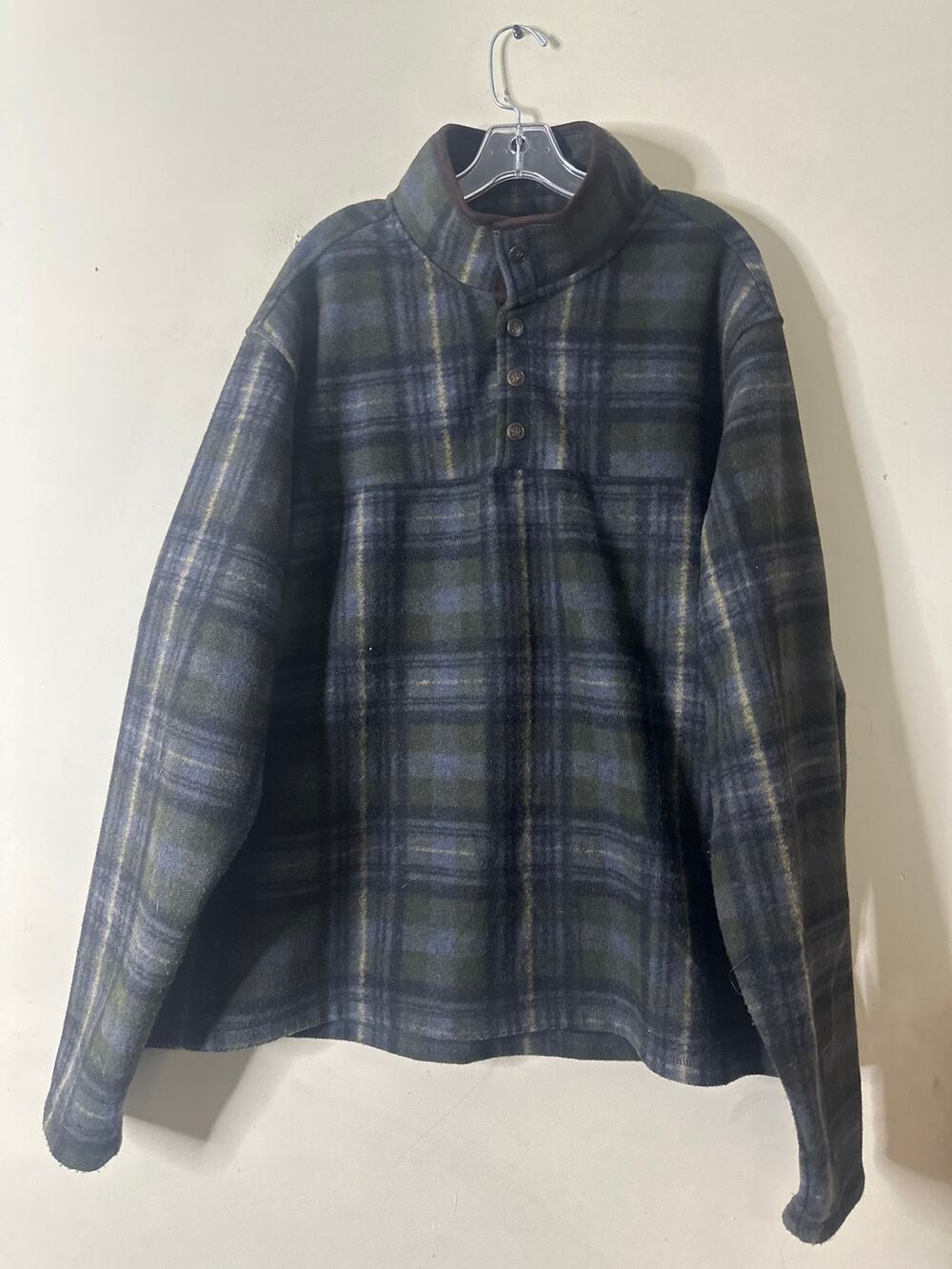 John Wayne Shirt Timeless Classic Fleece Mens size 2XL Green Plaid Pullover w